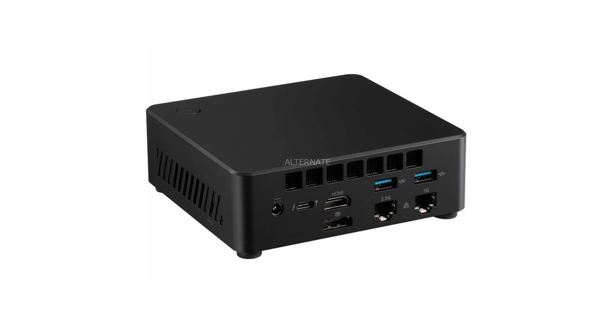ALTERNATEWorkstation Nuc Core 7 150U pc-systeem  (Zwart | Core 7 150U | Iris Xe Graphics | 32 GB | 1 TB SSD)