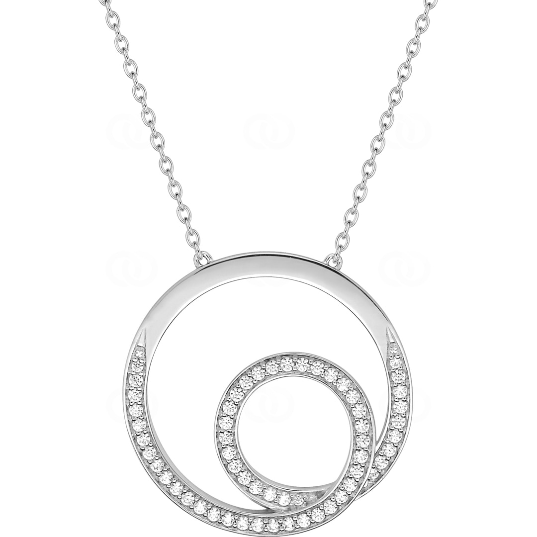 Collier mit Anhänger 925 Silber rhodiniert mit Zirkonia 43cm