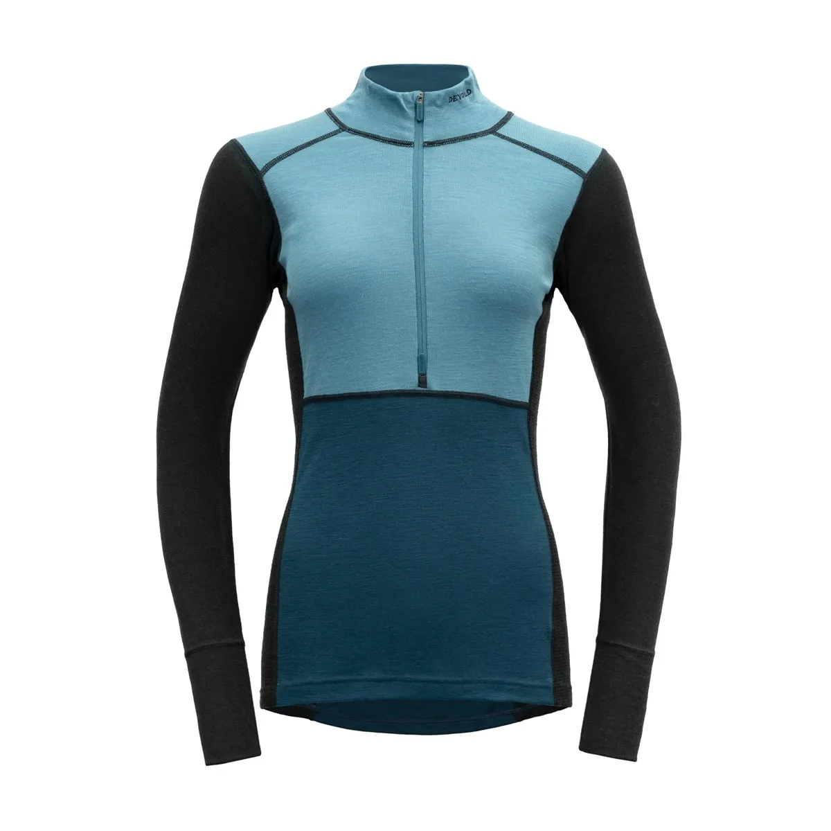 Devold Women's Lauparen Merino 190 Zip Neck Moon/Ink/Flood