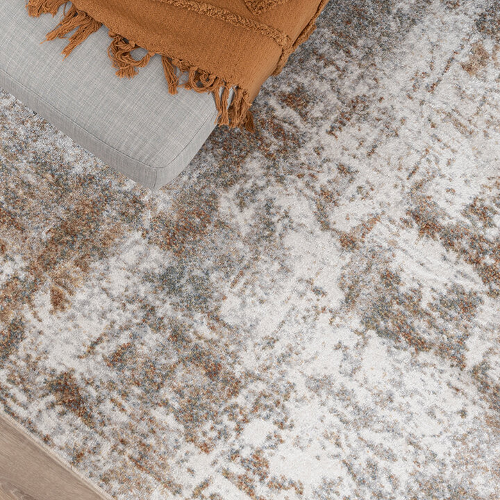 Wasbaar abstract vloerkleed - Misha Grunge Crème/Bruin