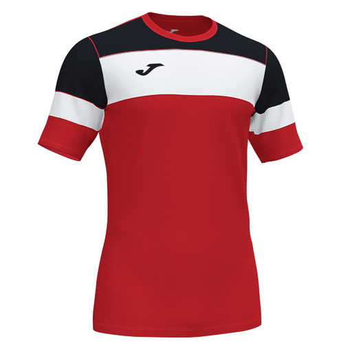 Camiseta Joma Crew IV de manga curta, vermelha e preta.