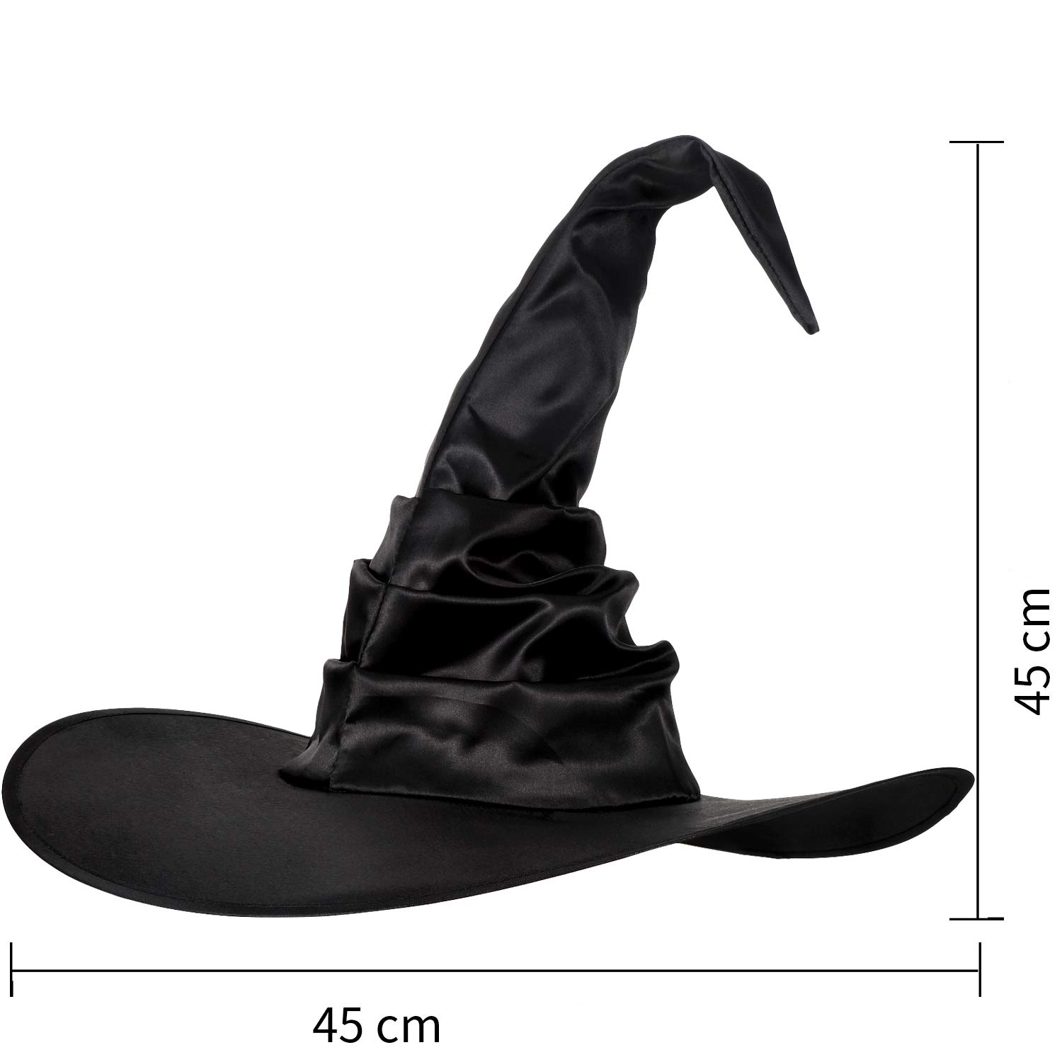 (45cm) Hexen Hut Fasnachts Kostüm Zubehör Motto Party Accessoire Halloween Foto Requisite - Schwarz