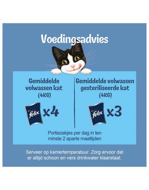 Felix Multipack Maaltijdzakjes Original Selectie In Gelei - Kattenvoer - Tonijn Zalm Koolvis 12x85 g
