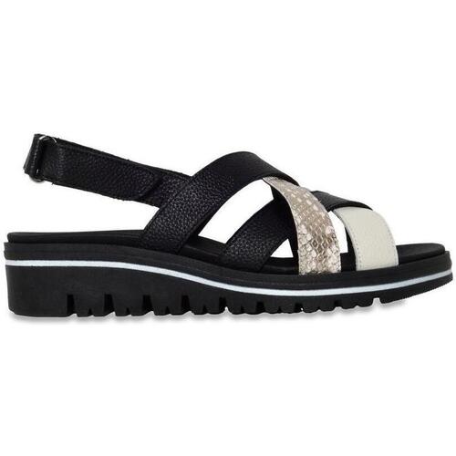Piesanto - SANDALIA MUJER CUÑA DE PIEL Y ANTE VELCRO Blanco