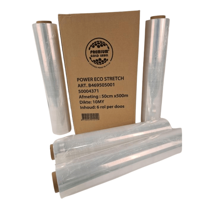 Handwikkelfolie 50cmx500mtr 10my Power Eco Stretch handwikkelfolie per rol (B469505001)