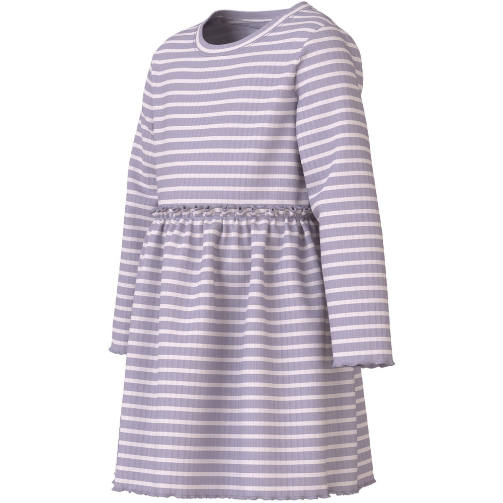 Køb Name It Lavender Gray Lilac Marble Stripe Nmfvemma Ls Kjole