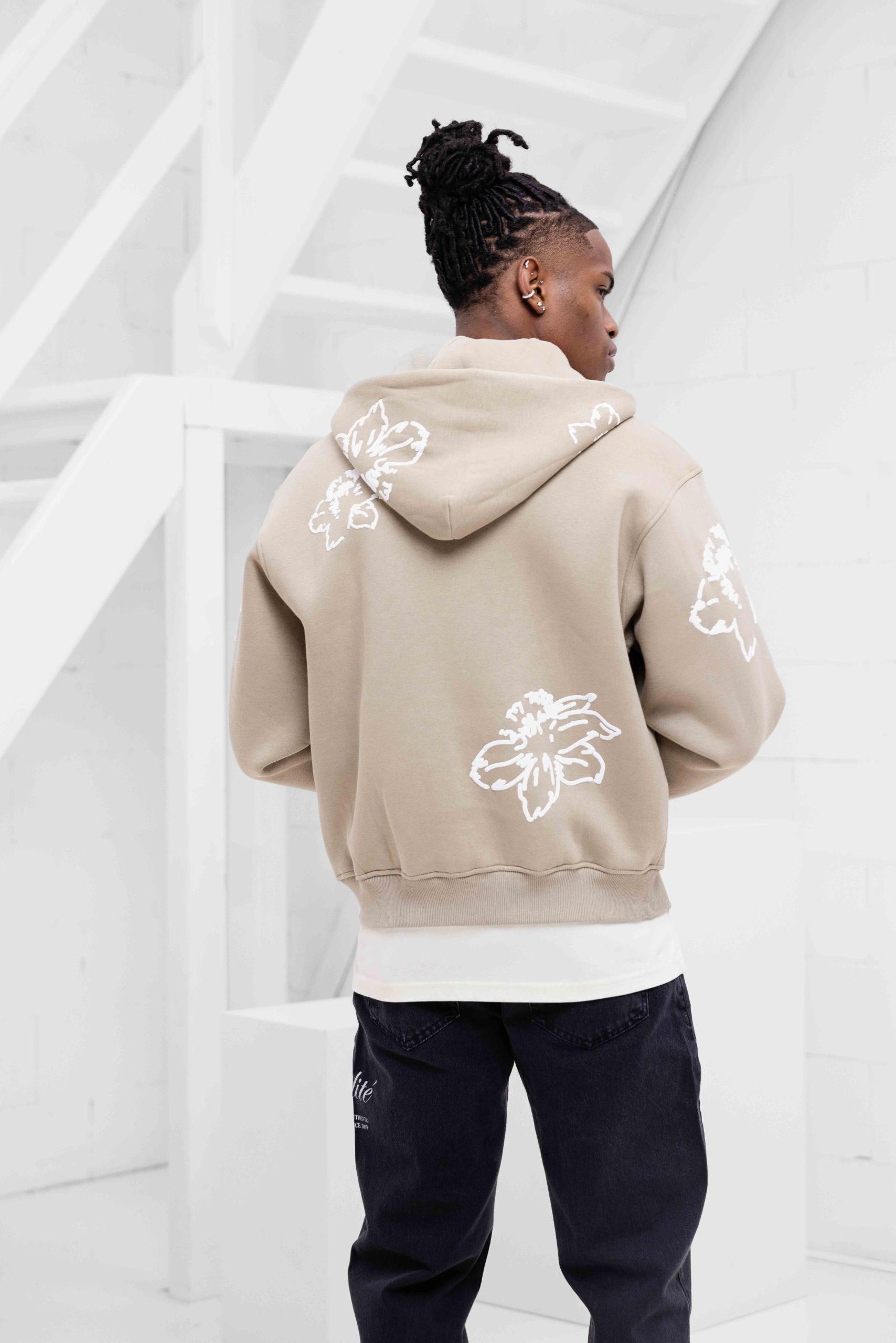 Croyez Flower Zip-Hoodie Heren Beige