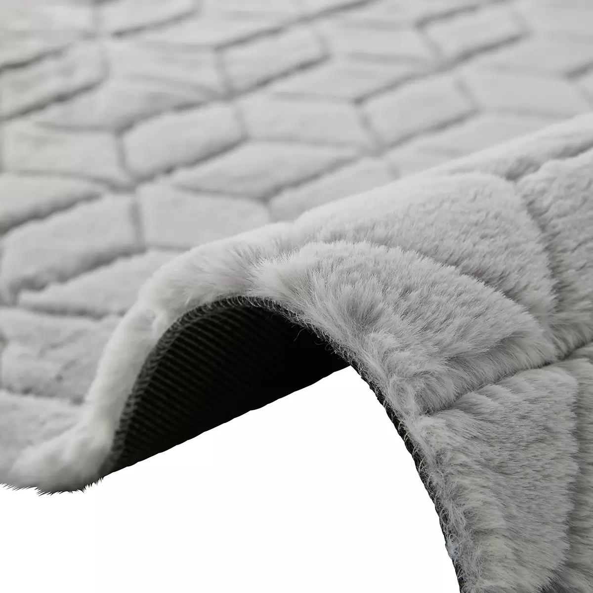 Hochflorteppich Buggy Quilt Hellgrau