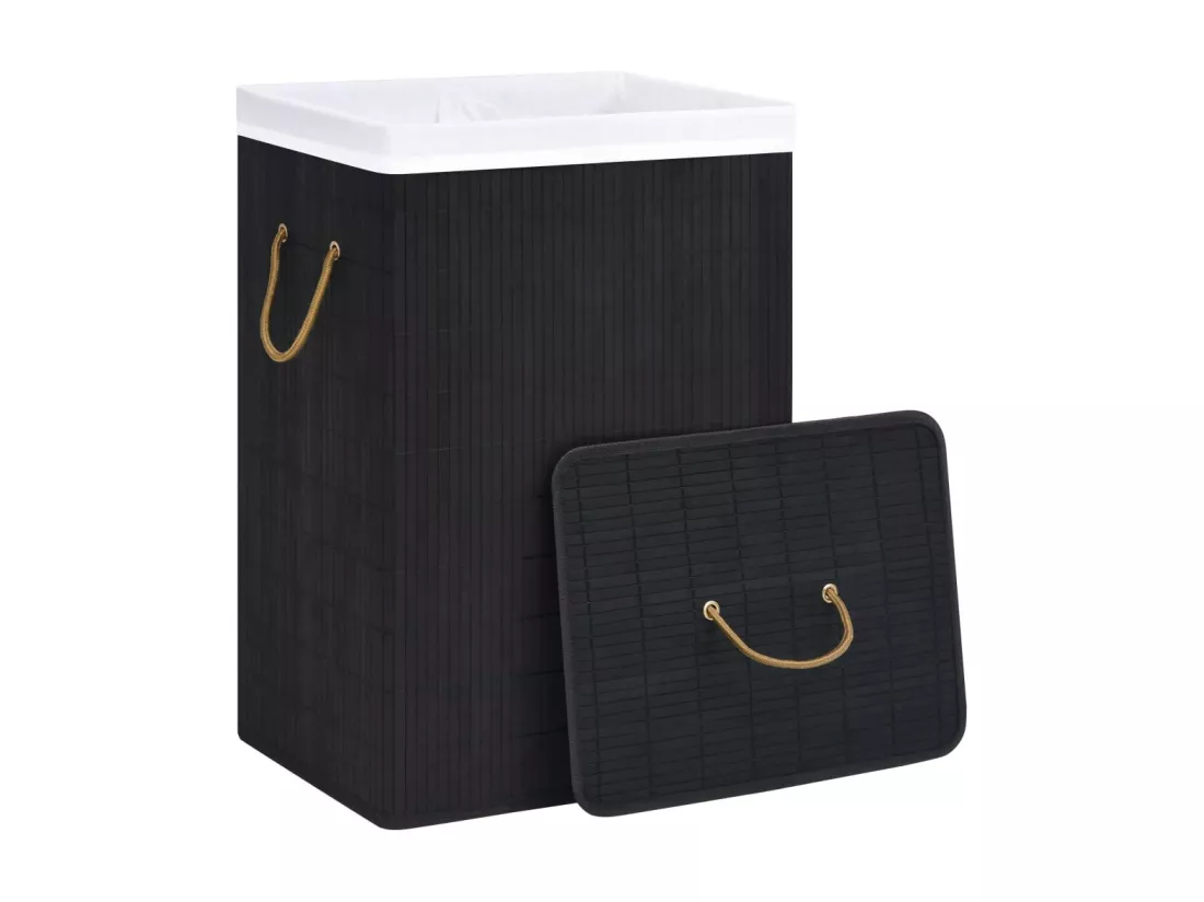 Panier à linge Bambou Noir 72 L