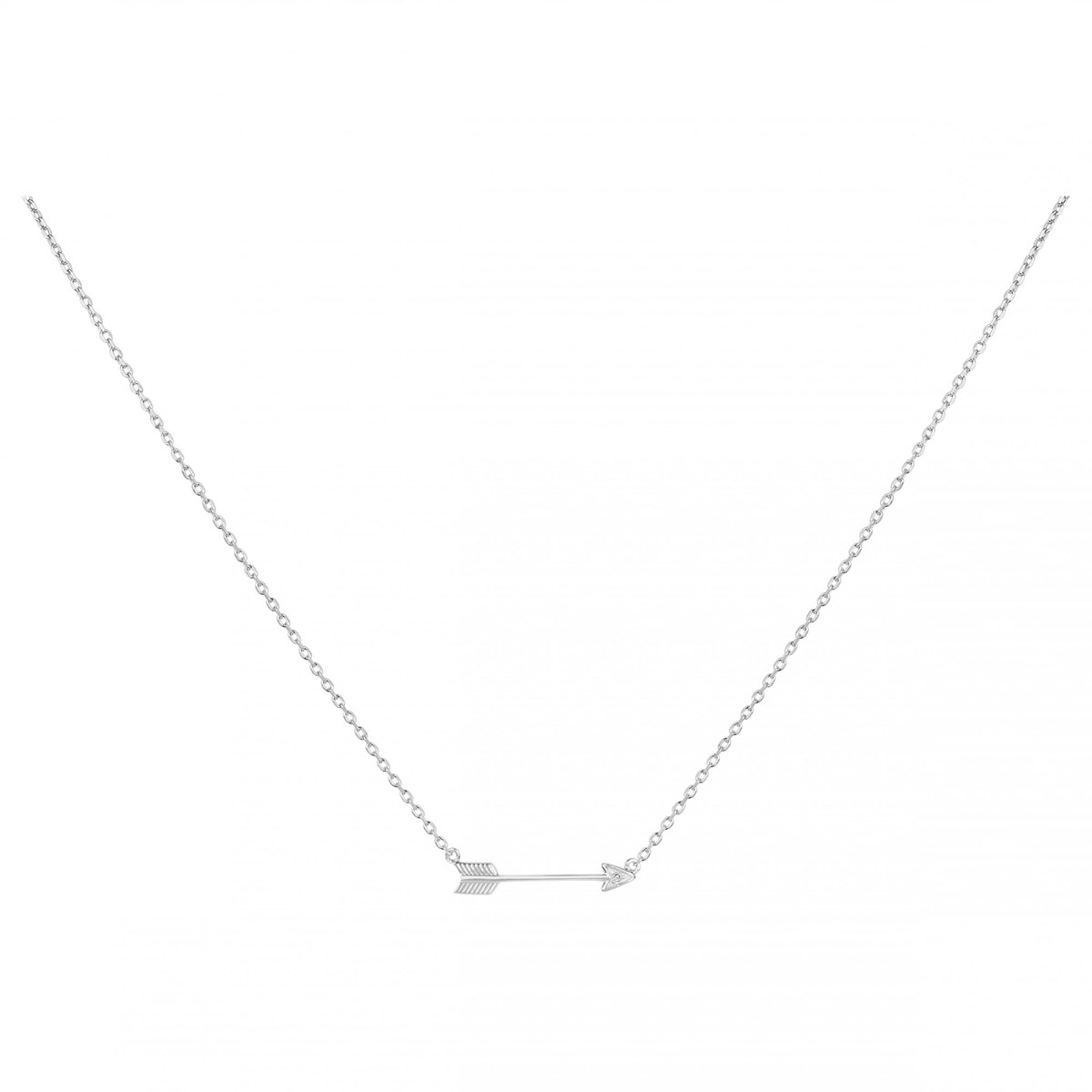 Collier mono-motif en Argent avec oxyde de zirconium blanc