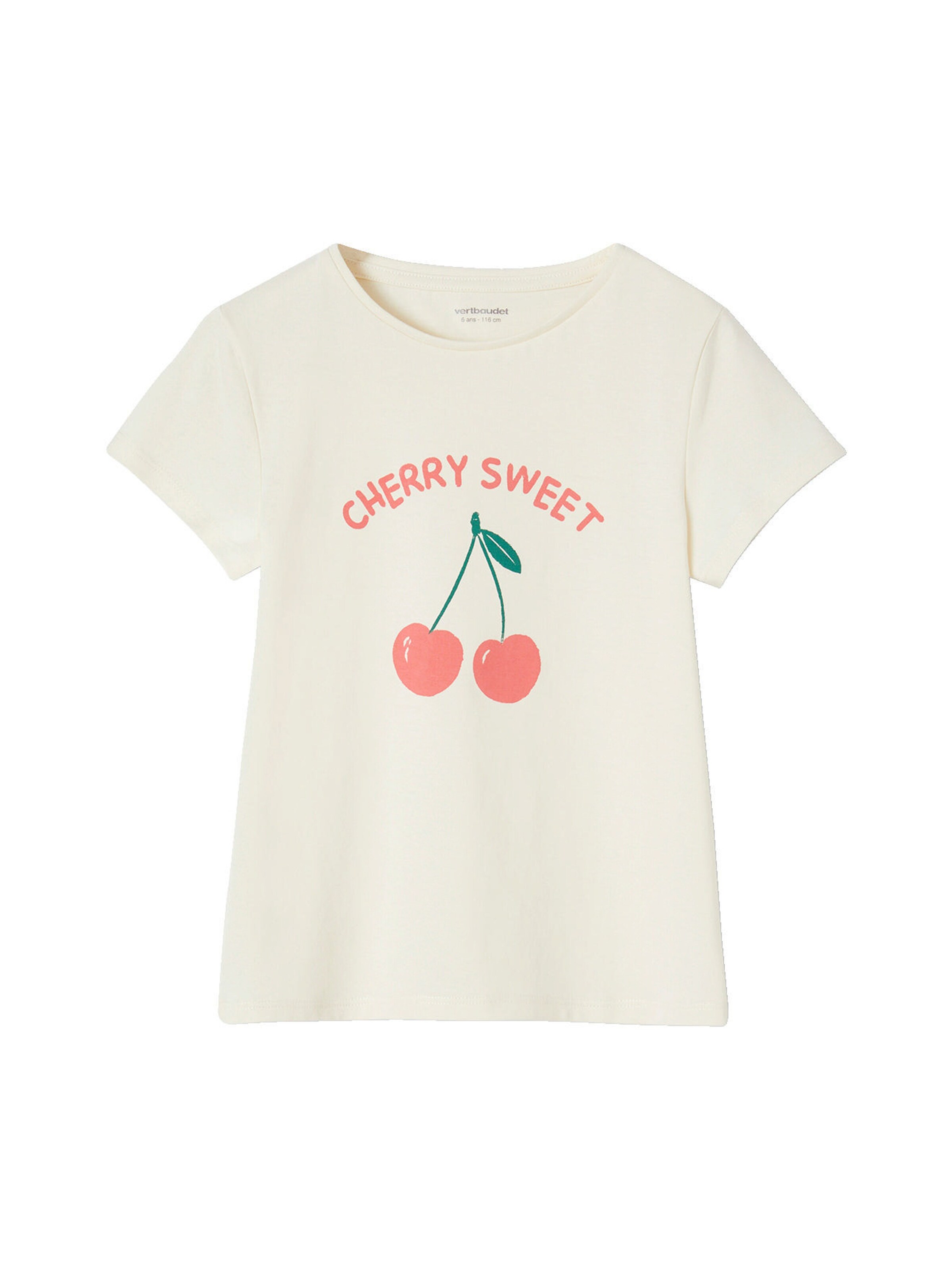 Vertbaudet Mädchen T-Shirt, Message-Print BASIC vanille