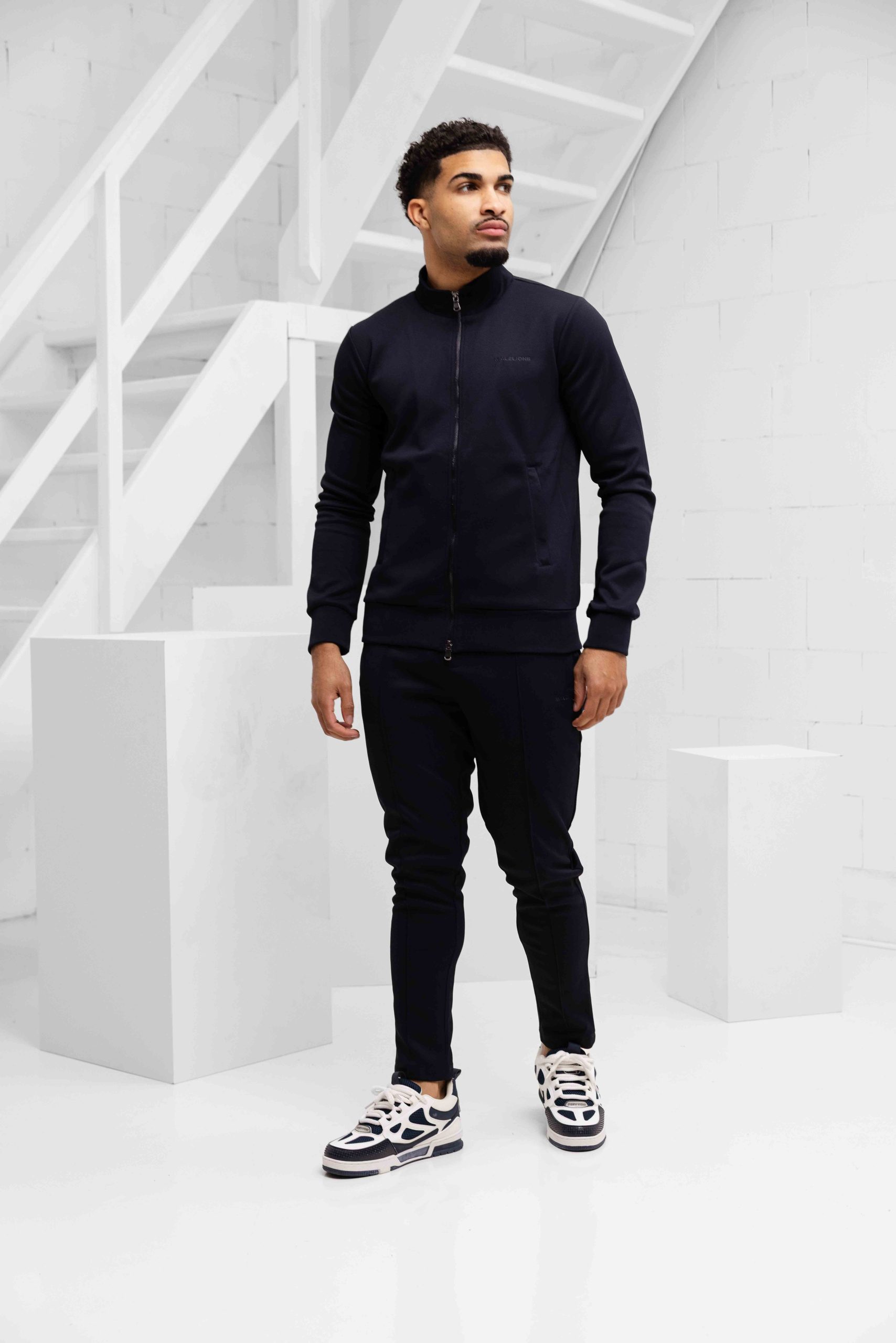 Malelions Pique Zip Trainingspak Heren Donkerblauw
