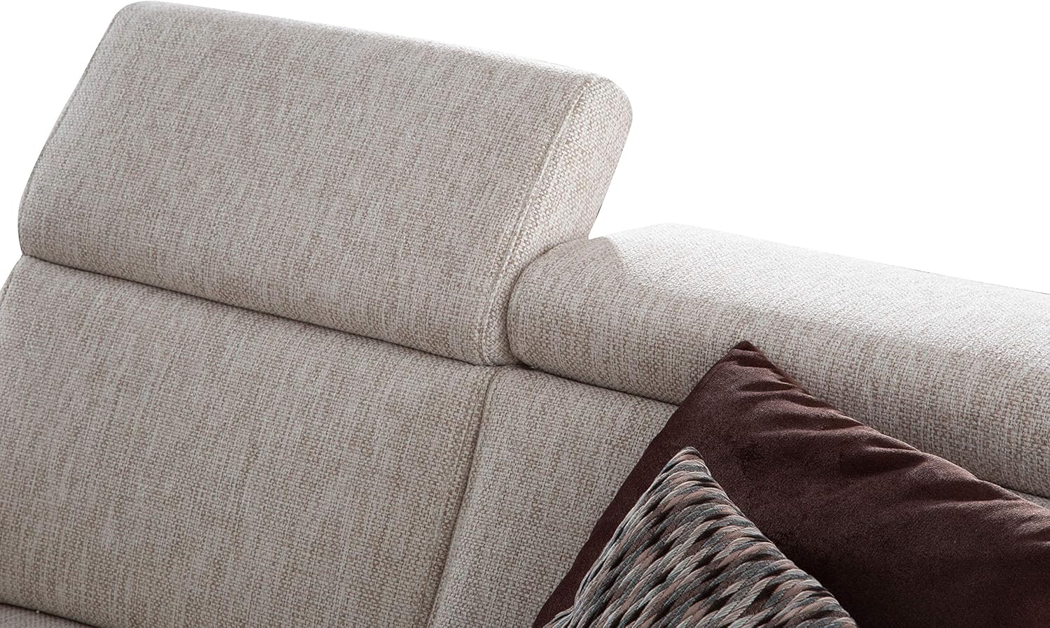Cavadore 3-Sitzer Sofa Ammerland / Couch mit Federkern im Landhausstil / Inkl. verstellbaren Kopfstützen / 186 x 84 x 93 / Strukturstoff natur