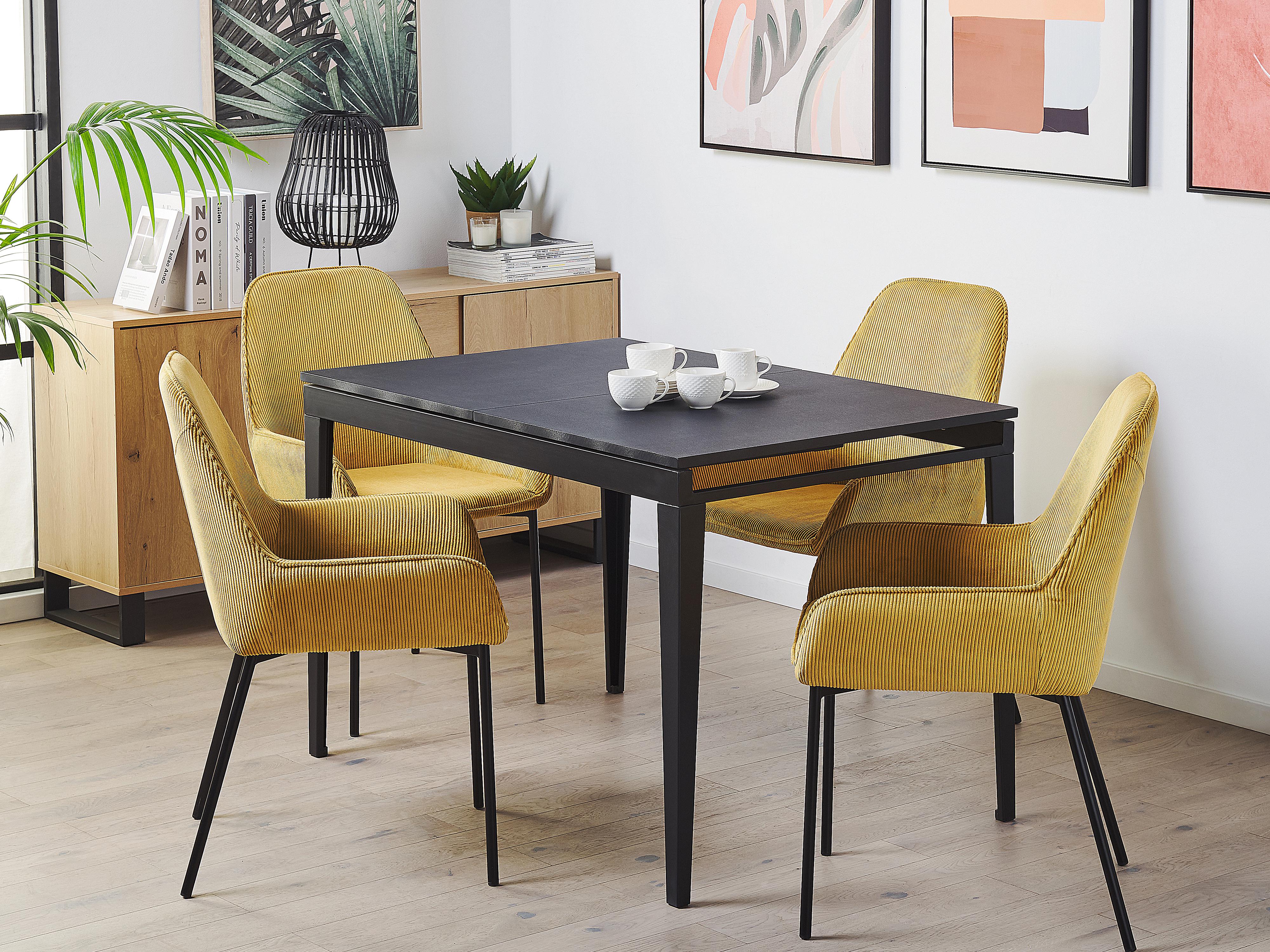 Eettafel uitschuifbaar NORLEY Zwart 80 cm 120/160 cm