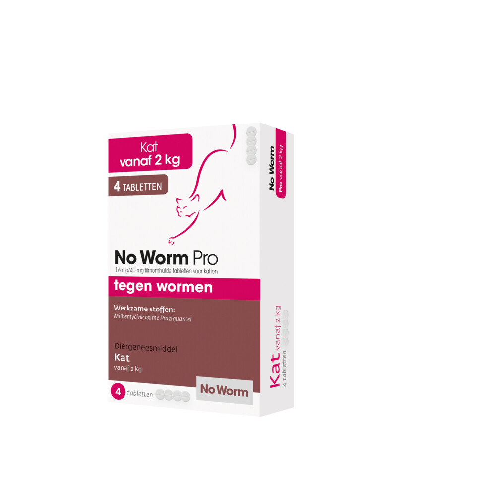 No Worm Pro Ontworming Tabletten Kat vanaf 2 kg4 tabletten