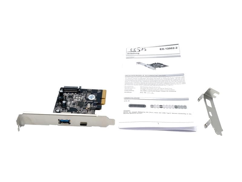 Exsys PCI-Express-Karte EX-12002-2 PCIe-Schnittstellenerweiterung mit USB-A- und USB-C-Anschluss