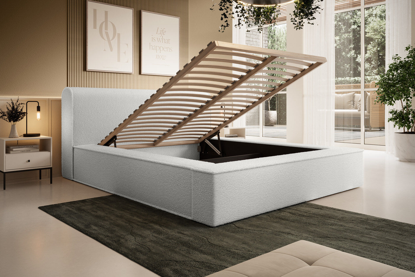 Trae Mobler Fatima 160 x 200 cm Gestoffeerd Bed Ivory