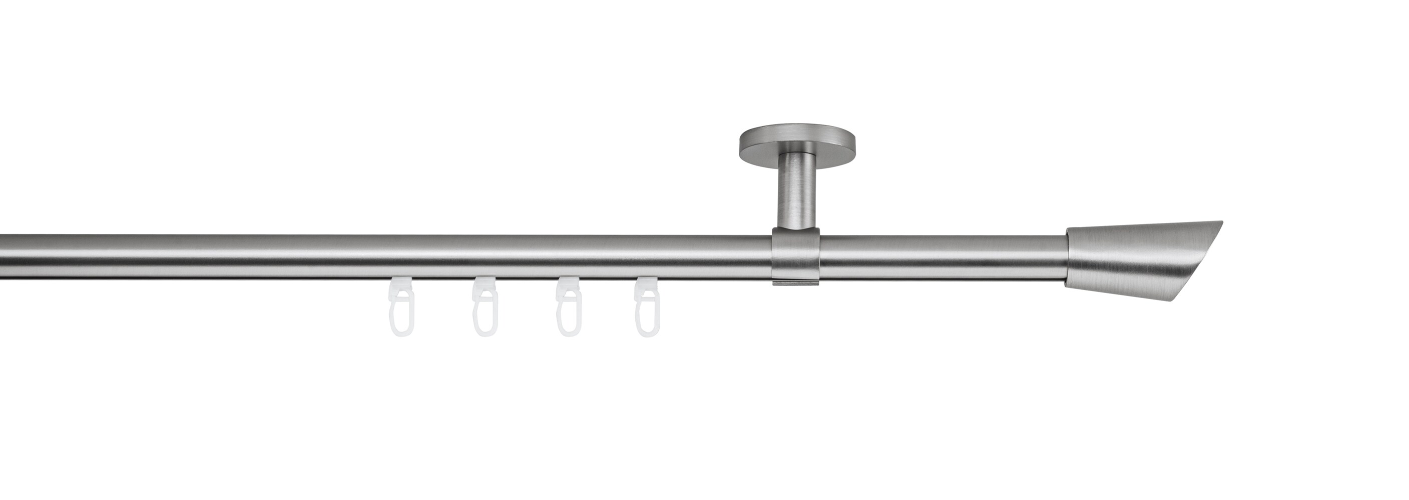 Ondeco Gardinenstange auf Maß Innenlauf 20mm Rag 1-laufDeckenträger 4cm mit Gleiter Farbe: Edelstahl-Optik, Größe: 100cm