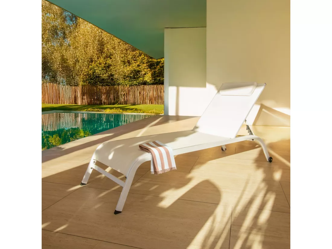 Now's Home - Lot De 2 Chaises Longues En Acier Inoxydable Blanc