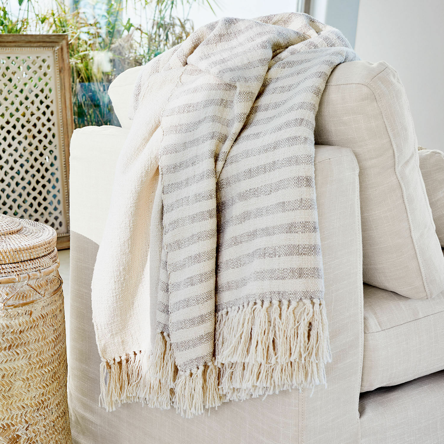 Plaid Marpent creme/grau