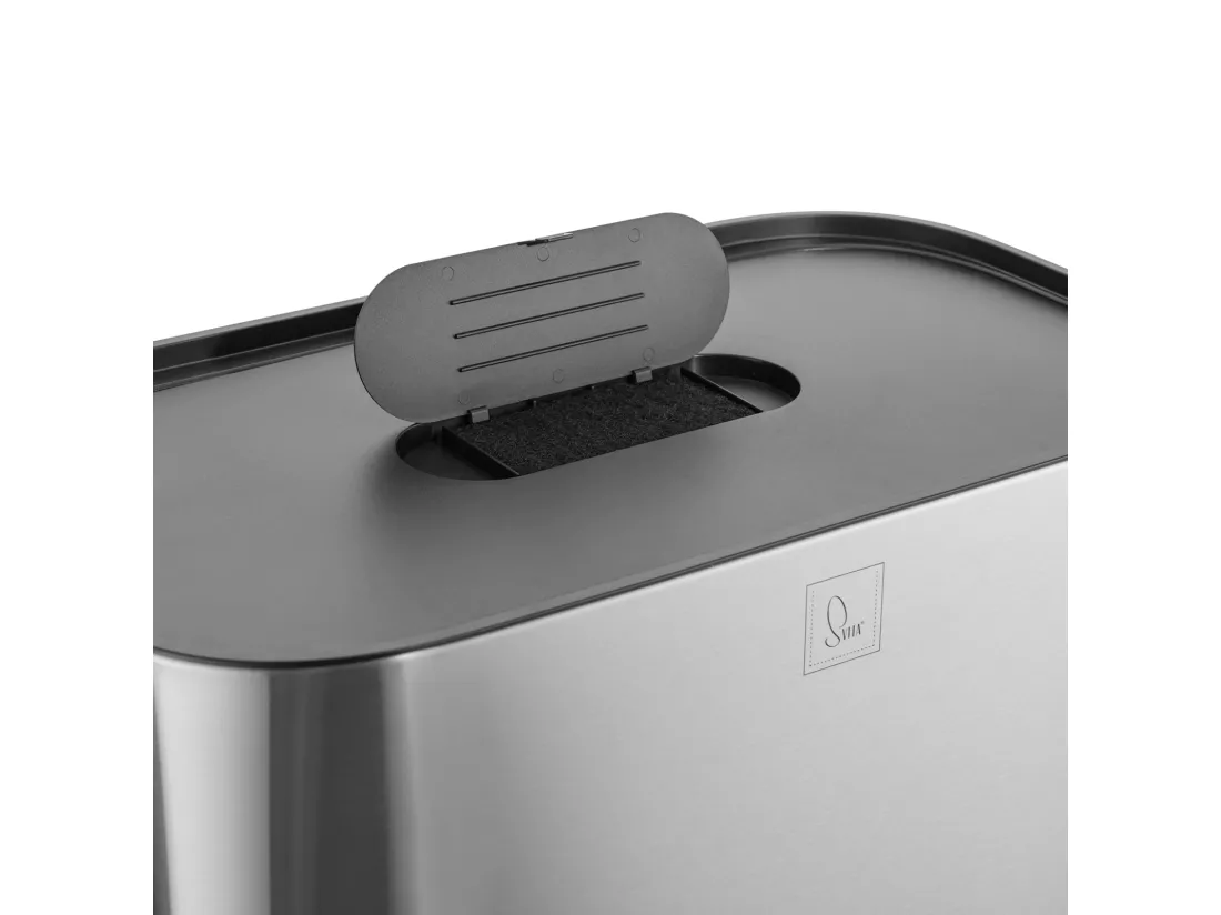 SVITA MLT2X30 Poubelle à pédale 60l 2 compartiments avec couvercle argent