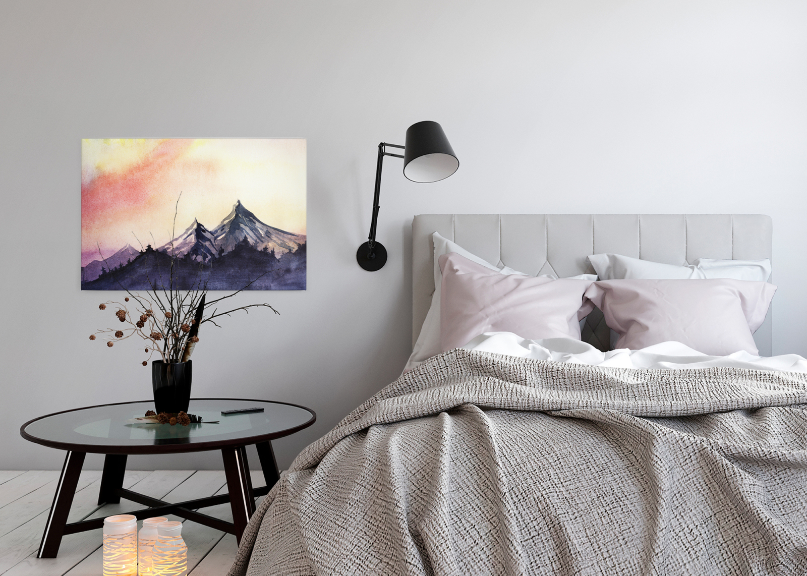 Leinwandbild BERGE - gelb-rot - 90x60 cm