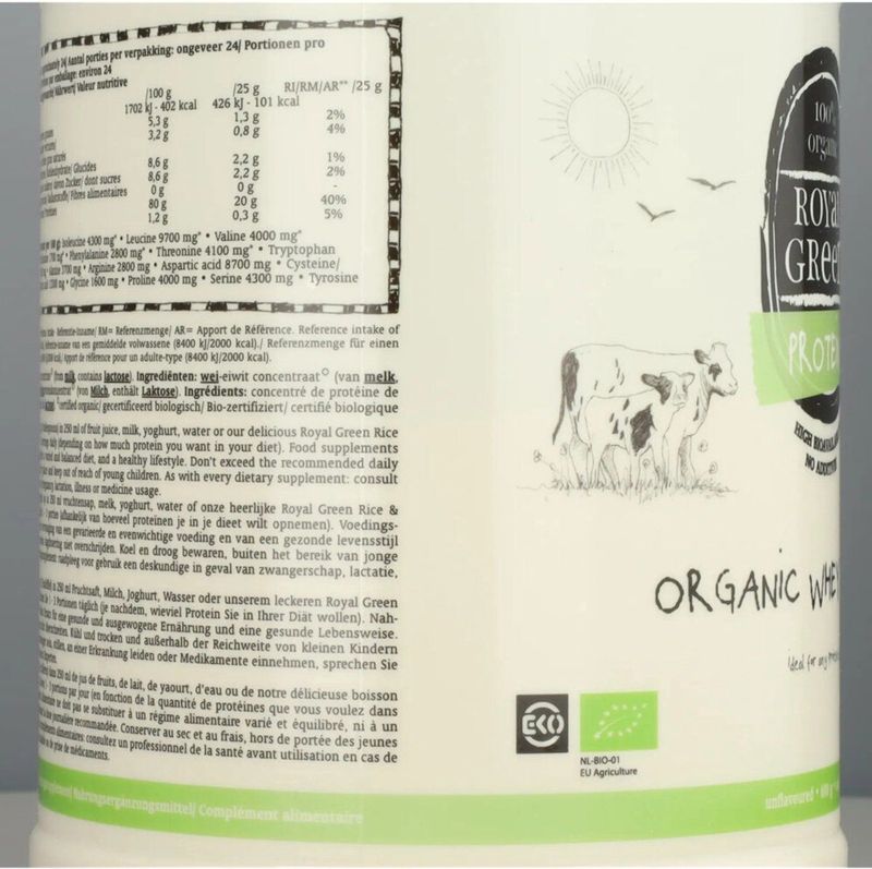 Royal Green - Organic Whey Protein - 600 Gram - Biologisch Eiwit Concentraat
