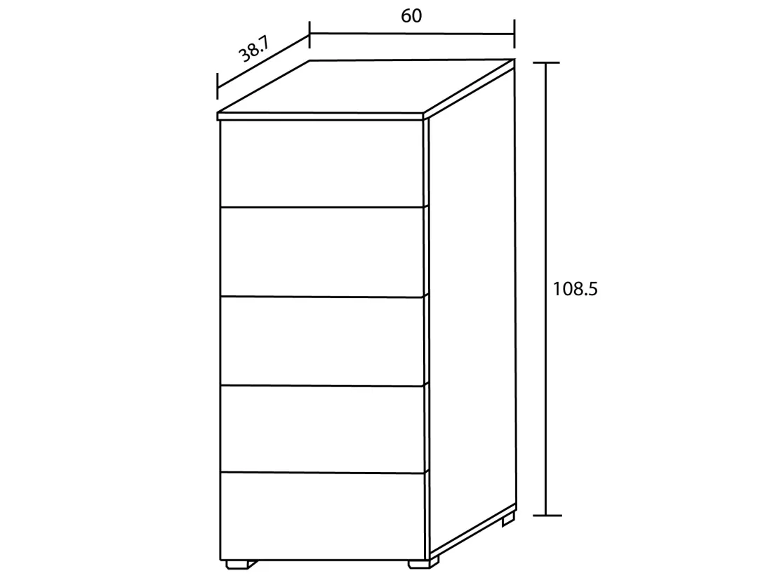 Ensemble chambre à coucher, tête de lit capitonnée + 2 tables chevets + chiffonnier coloris Blanc/Chêne cambrian