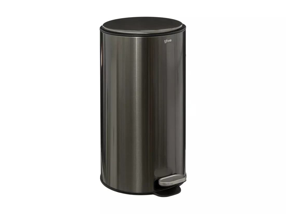 Poubelle ronde 30 Litres en Métal Inox Noir