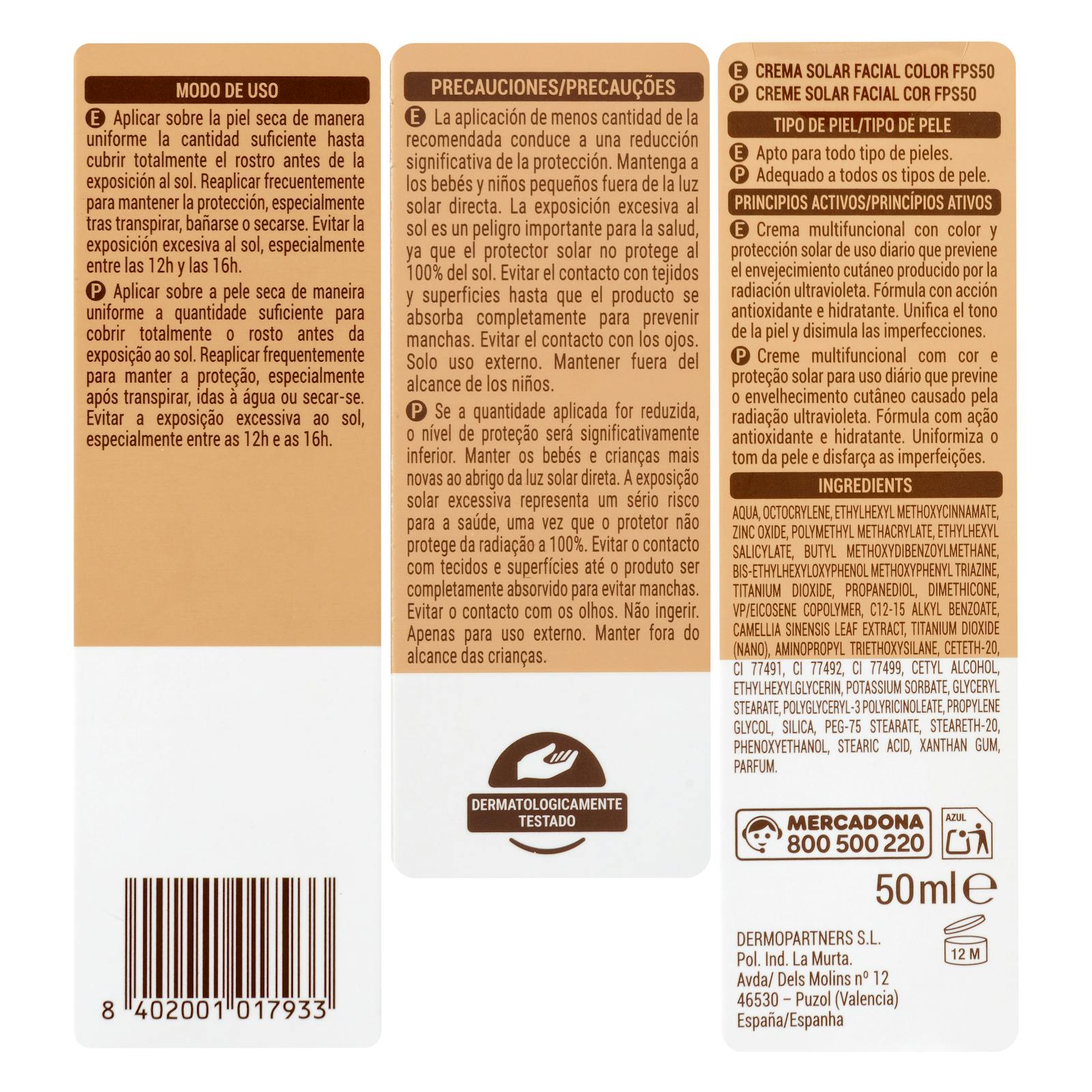 Crème solaire teintée pour le visage Deliplus SPF 50