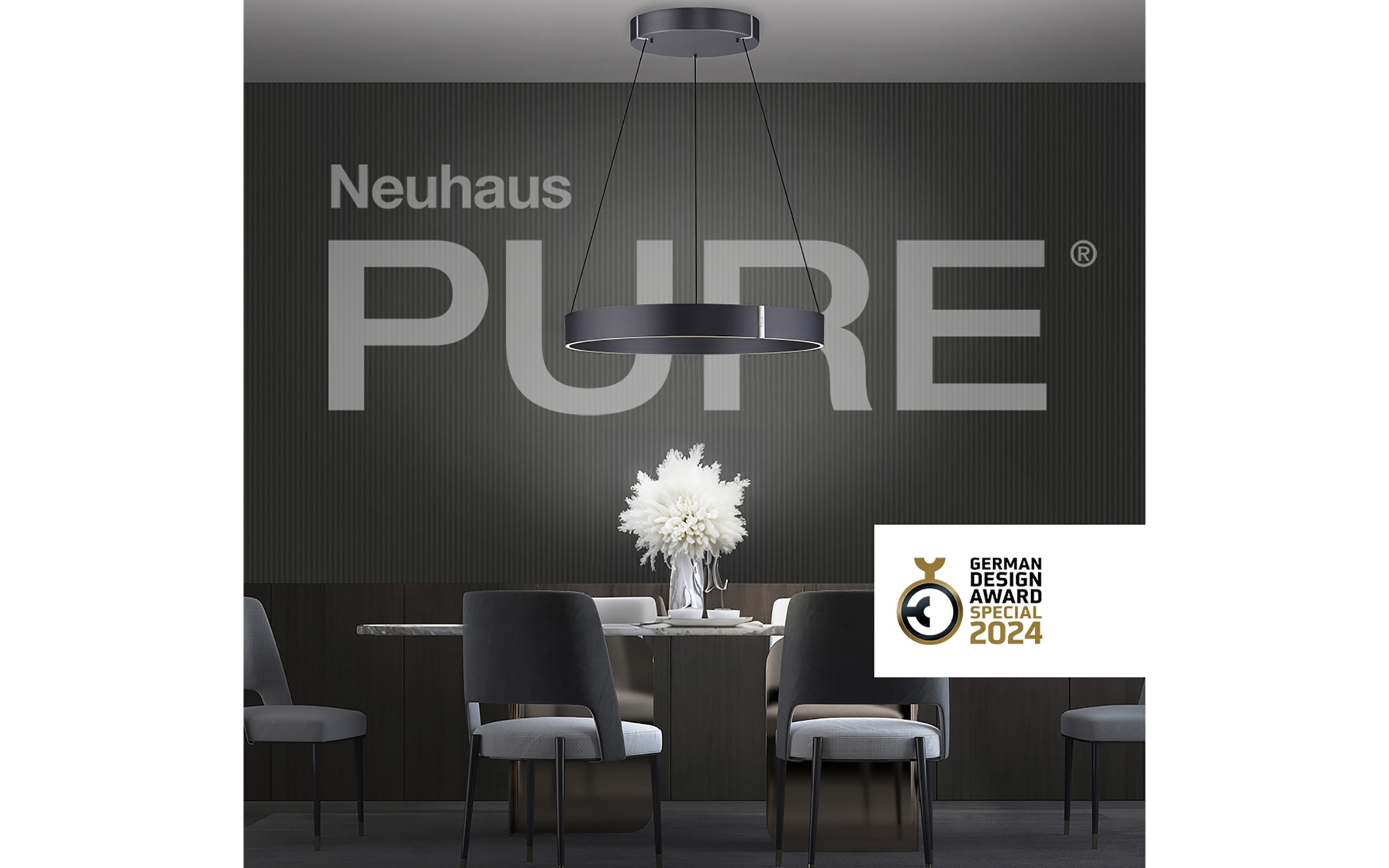 LED-Pendelleuchte Pure E-Clipse, anthrazit, 240 cm