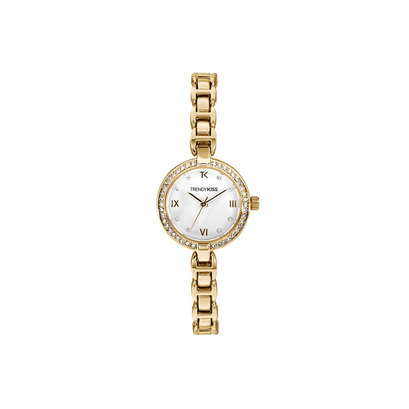 Montre femme analogique Trendy Kiss - Bracelet métal - Boitier empierré - Angèle