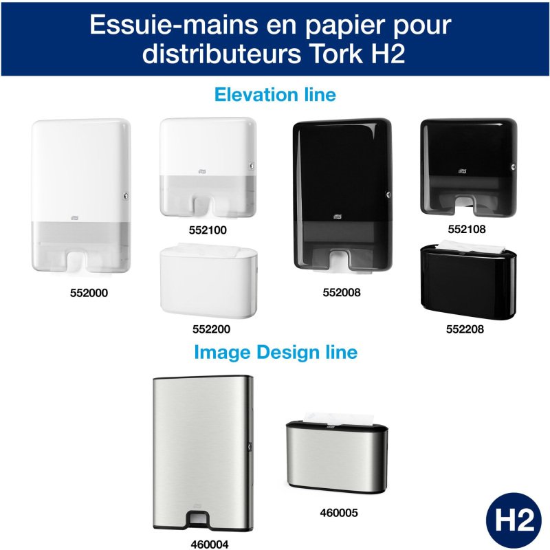 Essuie-mains pliage enchevêtré Tork H2 Advanced - Carton 3800