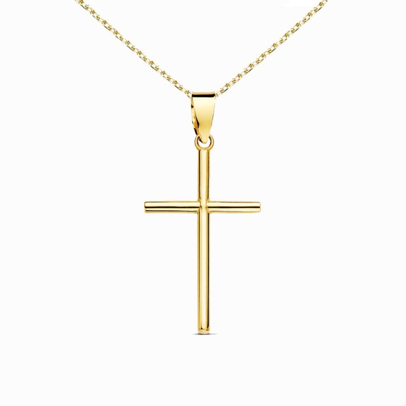 Collier - Médaille Croix Or 18 Carats 750/000 Jaune - Chaine Dorée