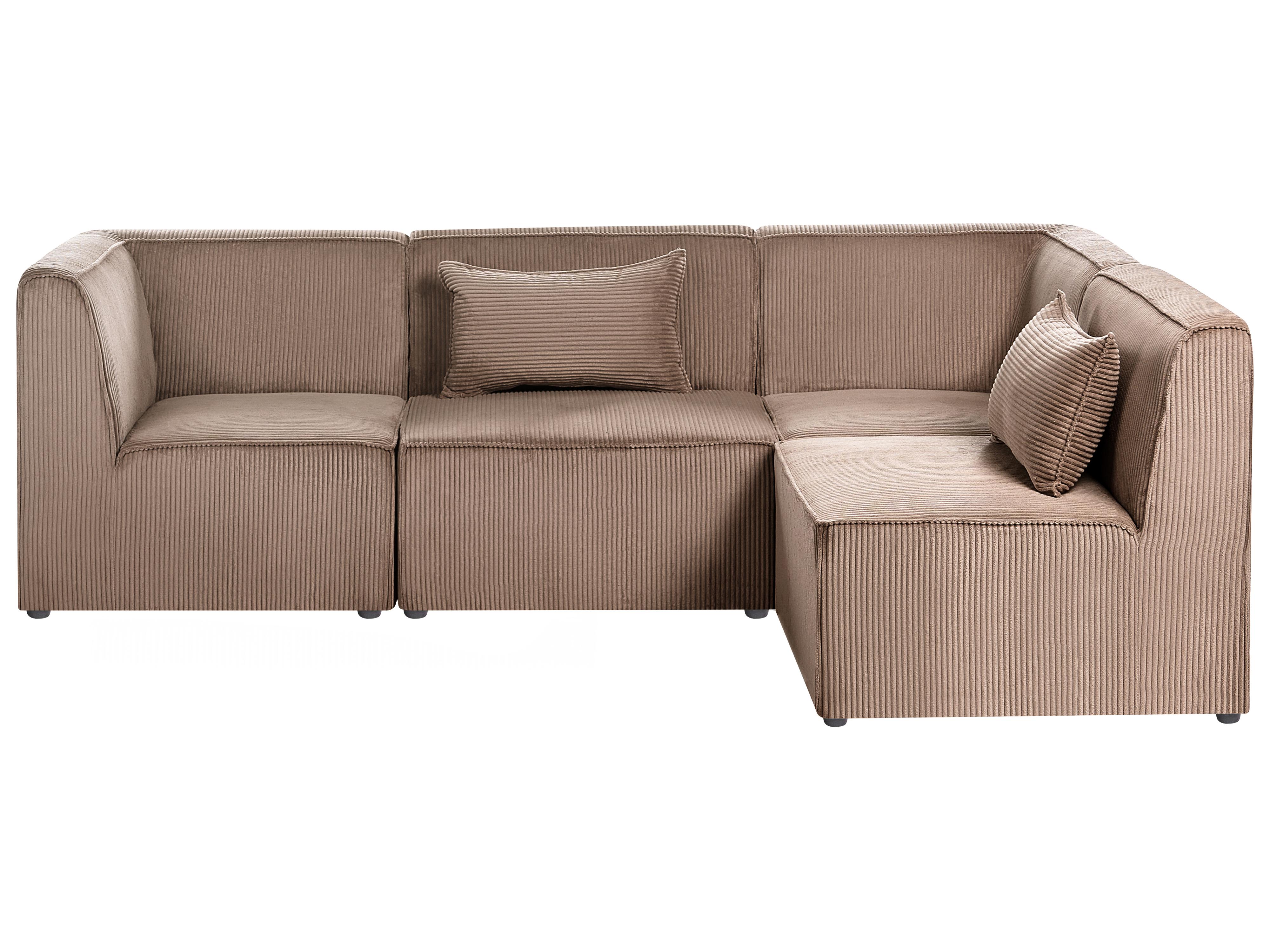 Modulaire hoekbank 4-zits LEMVIG Corduroy Zandbeige linkszijdig