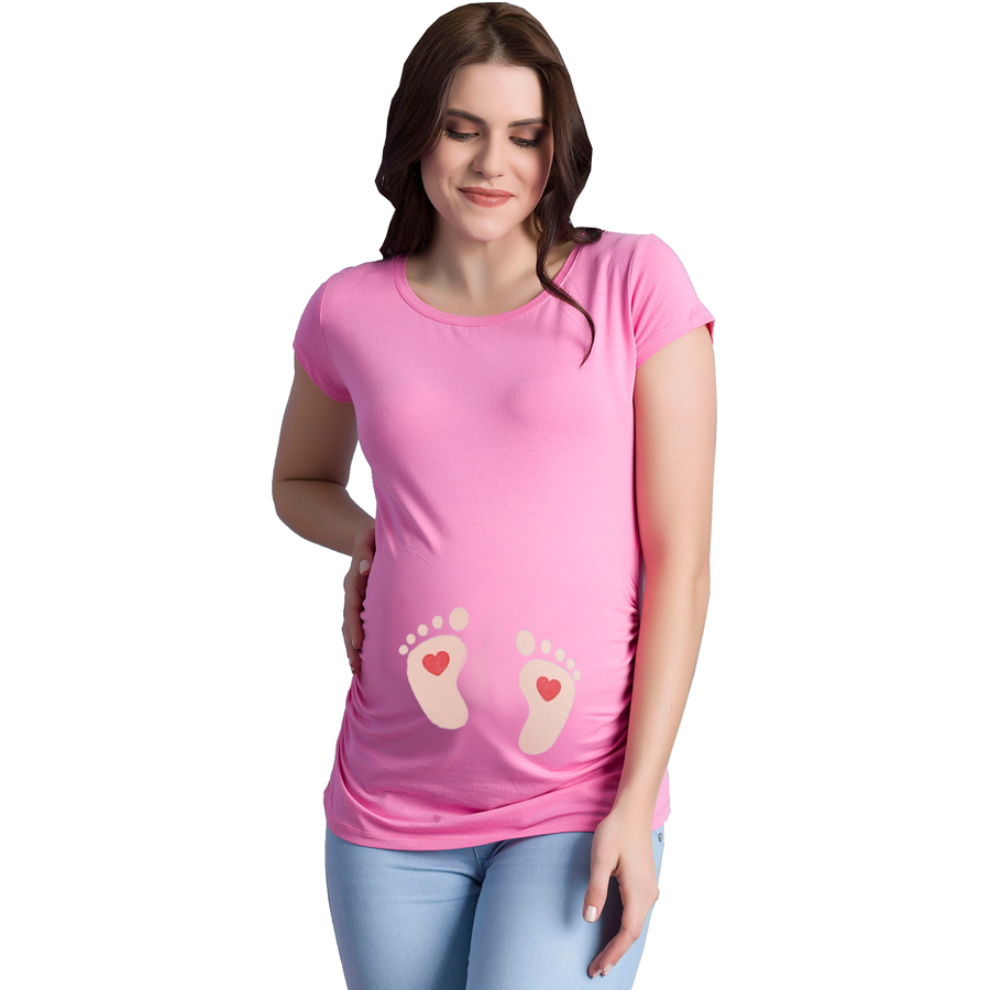 M.M.C. Umstandsshirt Baby Füße mit Motiv Rosa