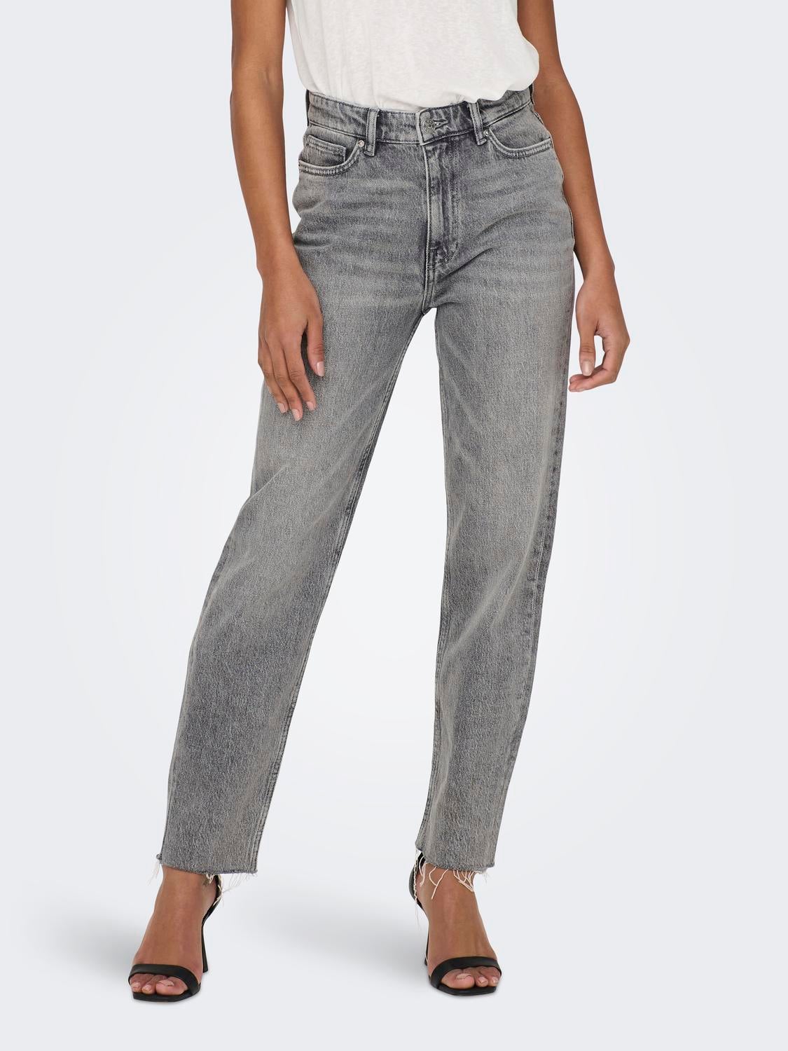 ONLEMILY Hohe Taille Gerade geschnitten Jeans Grey Denim