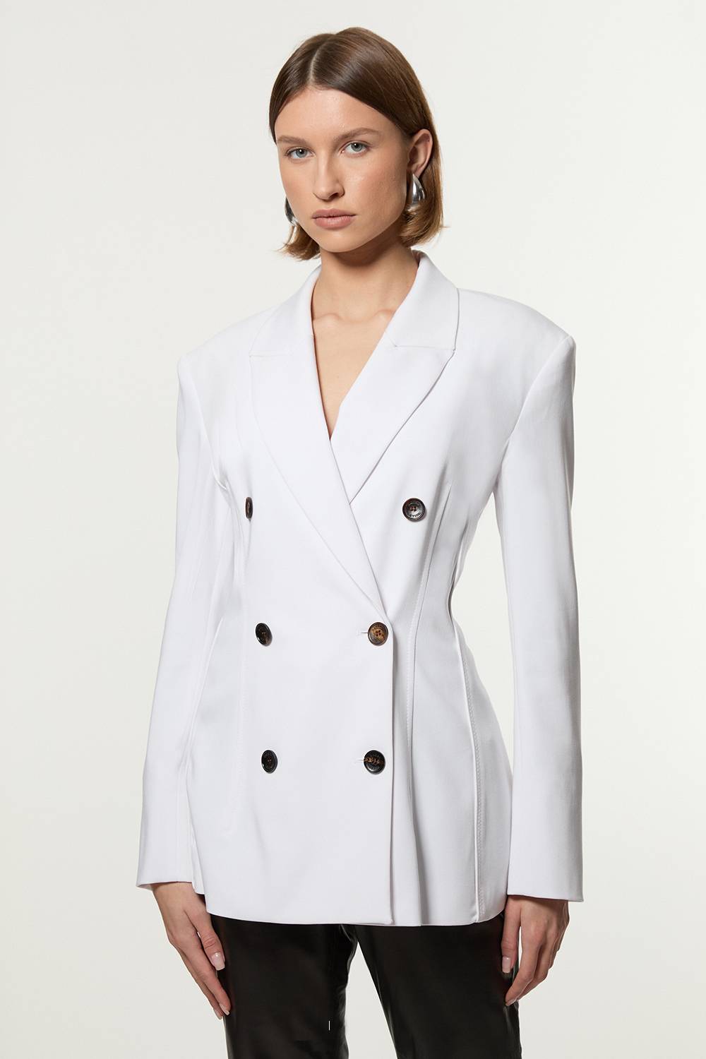KarenMillen Veste ajustée à double boutonnage avec détails de surpiqûres contrastées