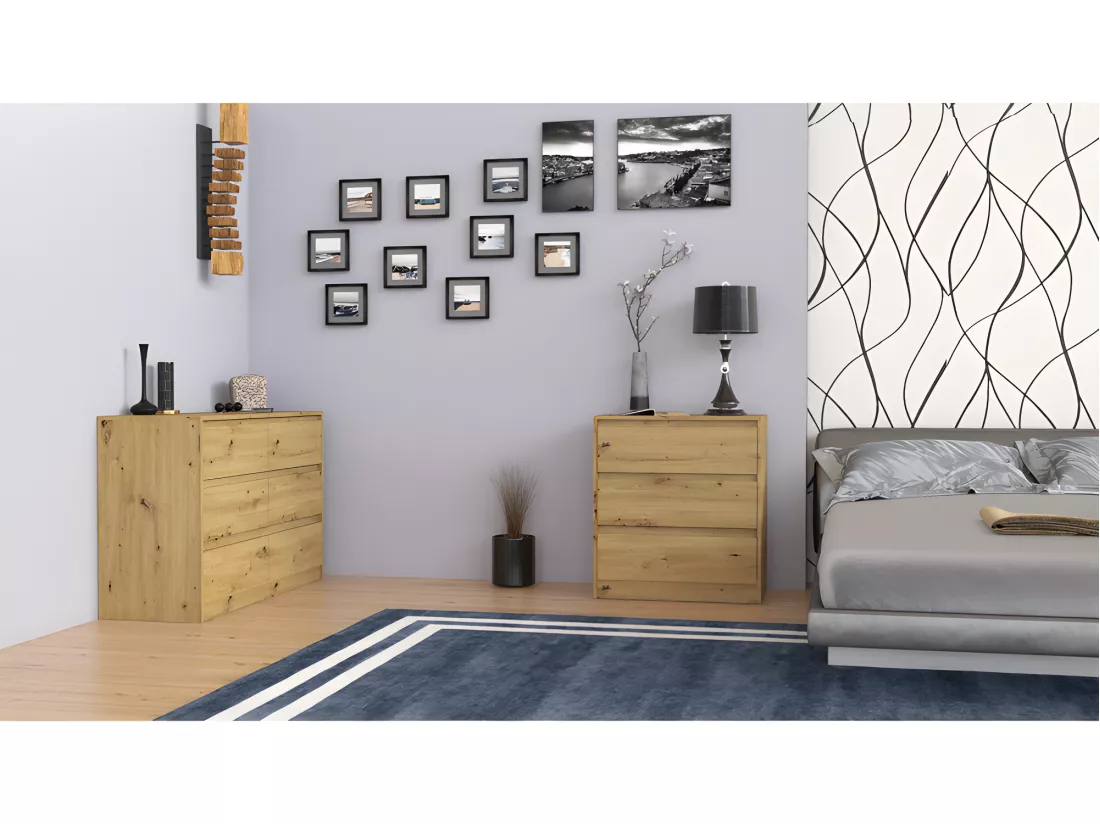 IRIS 120 | Commode moderne salon chambre bureau | 120x75x40 cm | 6 tiroirs | Meuble de rangement | Aspect bois