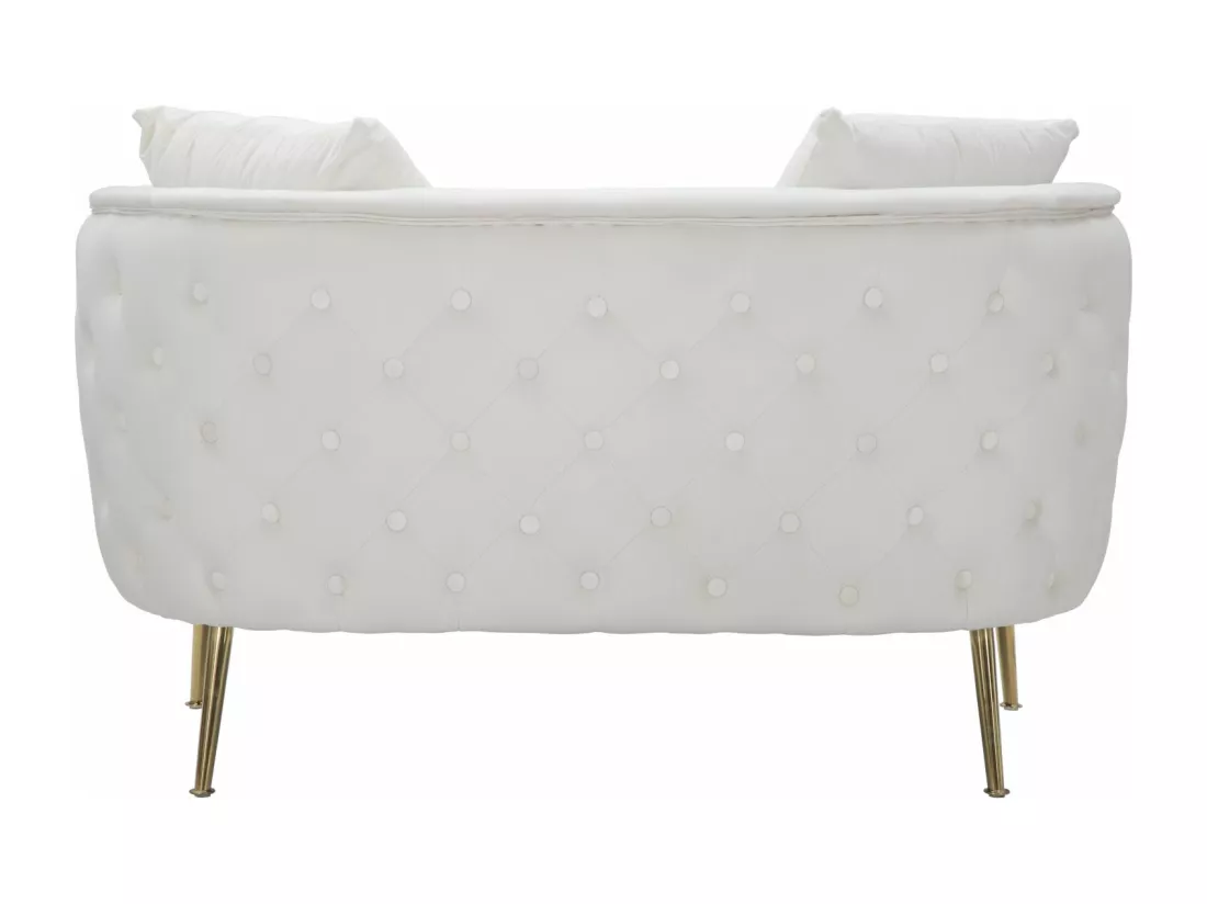 Canapé en tissu beige avec jambes dorées cm 127x74x71