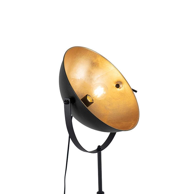 Vloerlamp zwart met goud 35 cm verstelbaar - Magnax