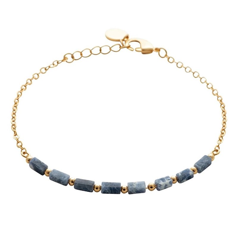 Bracelet pierres naturelles Sodalites Plaqué OR 750 3 microns
