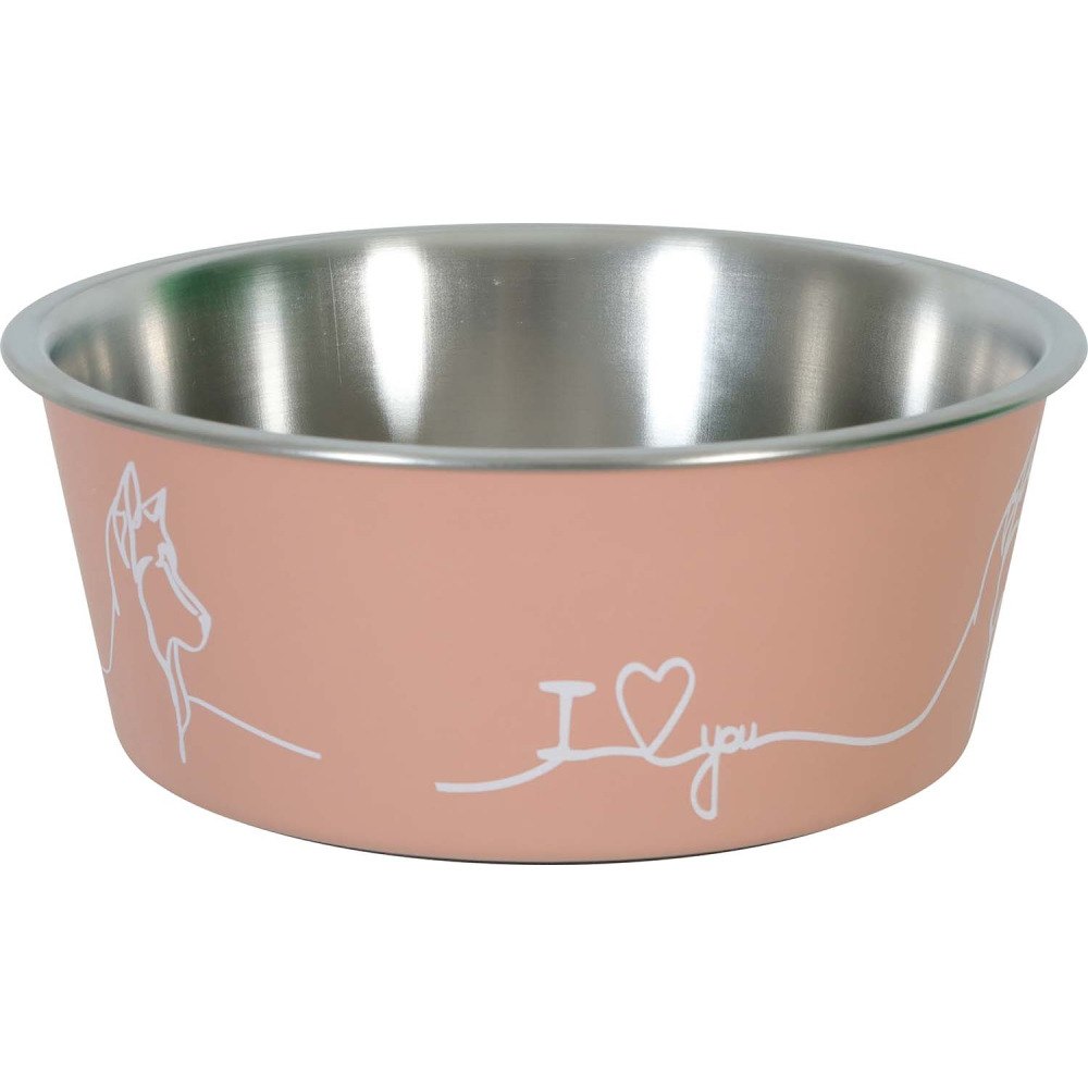 Ecuelle antidérapante rose pour chiens love dog 400 ml