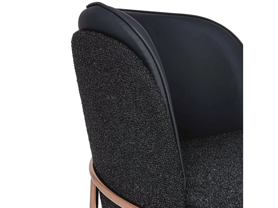 Thun Boucle - Lot de 2 fauteuils de design en métal, siège en tissu bouclé et dossier en similcuir