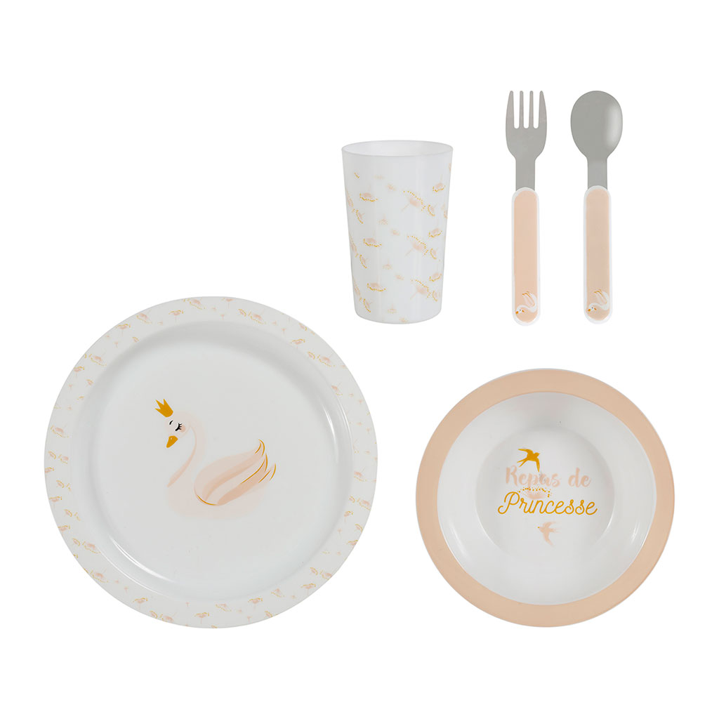 Set repas bébé polypropylène cygne