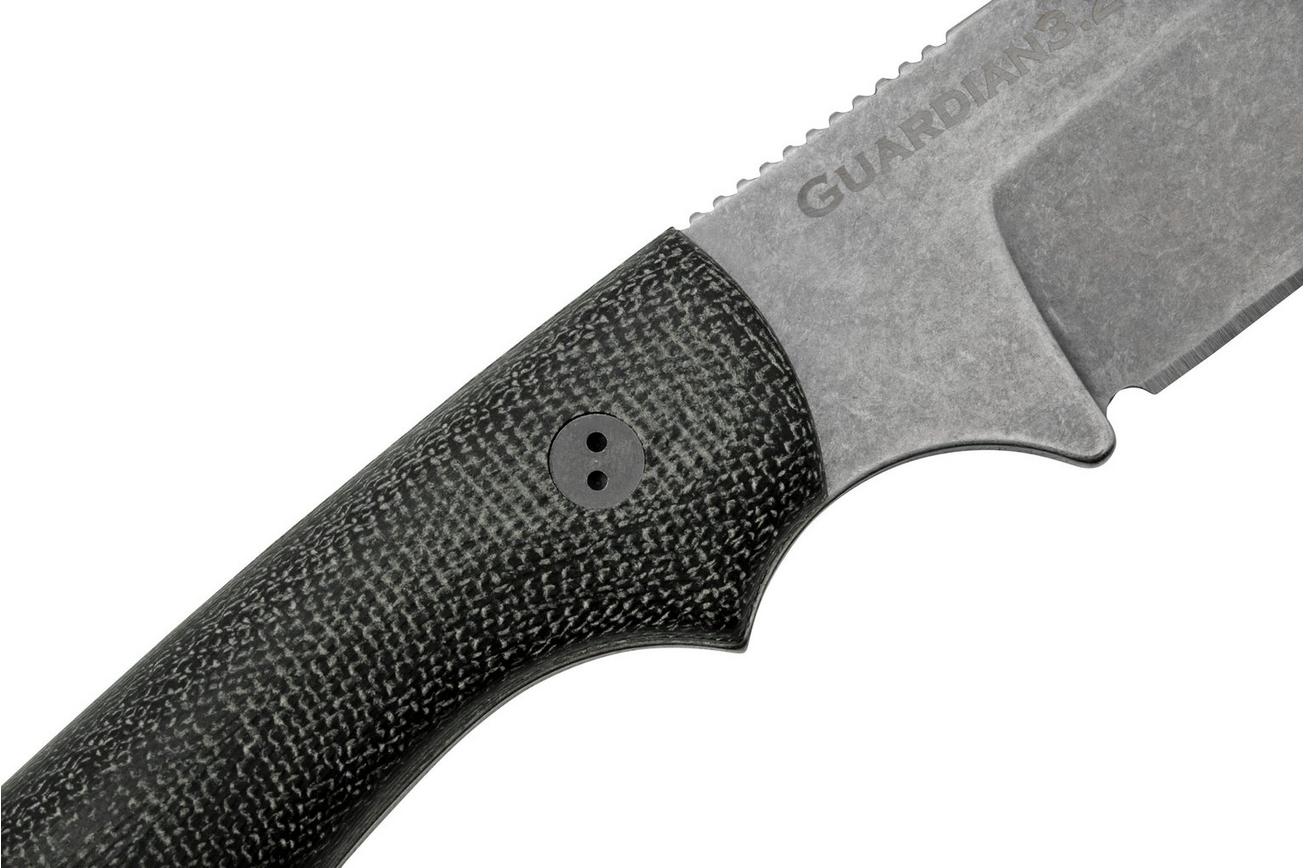 Bradford Knives Guardian 3, 3.2S-101-MC MagnaCut Sabre Stonewashed, 3D Black Micarta, vaststaand mes