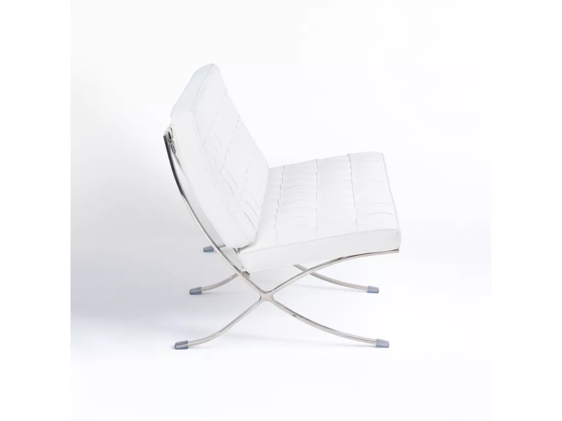 Canapé design 2 places cuir capitonné blanc Barka