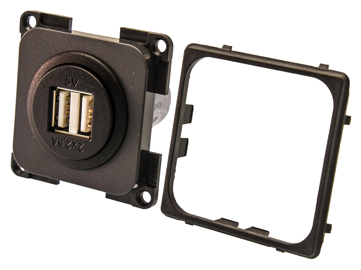 BBA dubbele USB contactdoos - grey