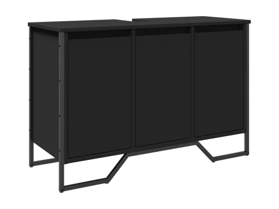 Armoire lavabo de salle de bain noir 91x35x60 cm