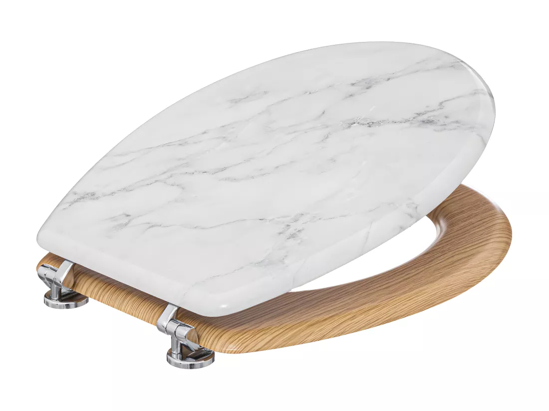 Abattant WC standard en Bois Blanc effet marbre